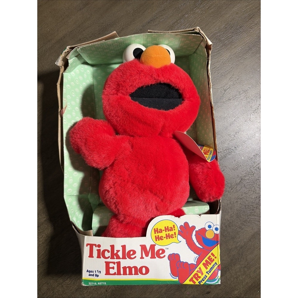 Vintage 1996 Tyco Tickle Me Elmo In Original Box - Box Has Damage